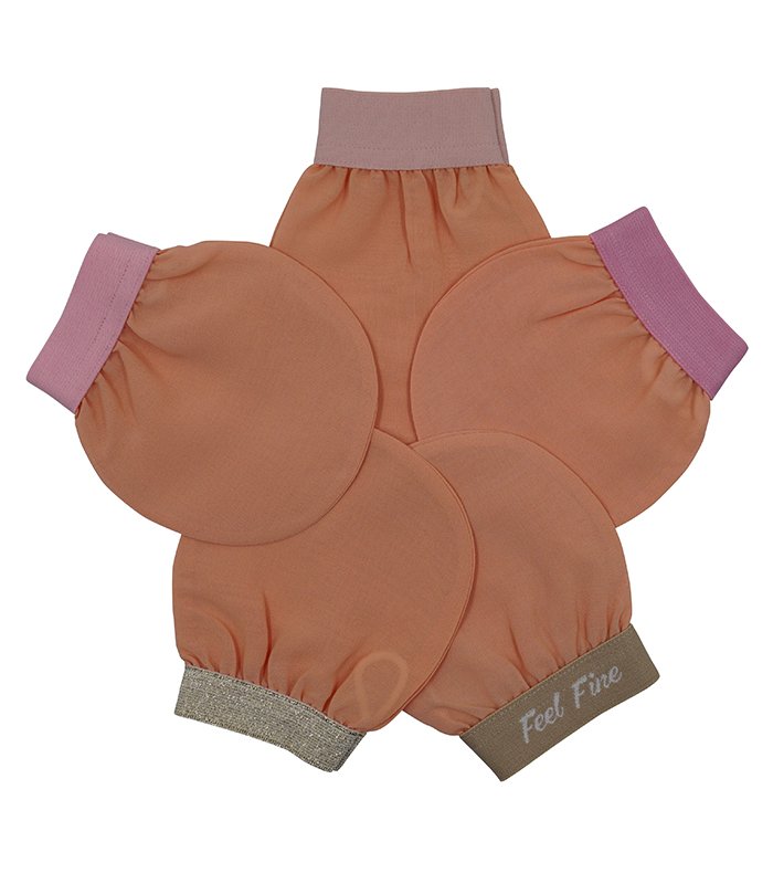 Türkischer Gesichtspeeling-Handschuh aus Pflanzenseide Lachsrosa Hauptbild