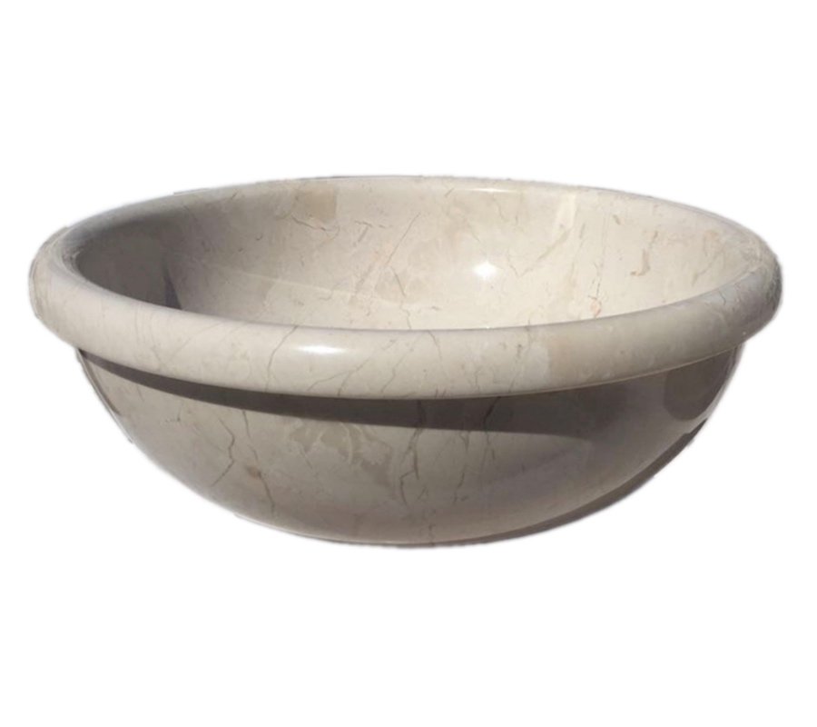 حوض رخام مصنوع يدوياً AFHL-26 — حوض مربع — Beige marble 42×42×15 cm