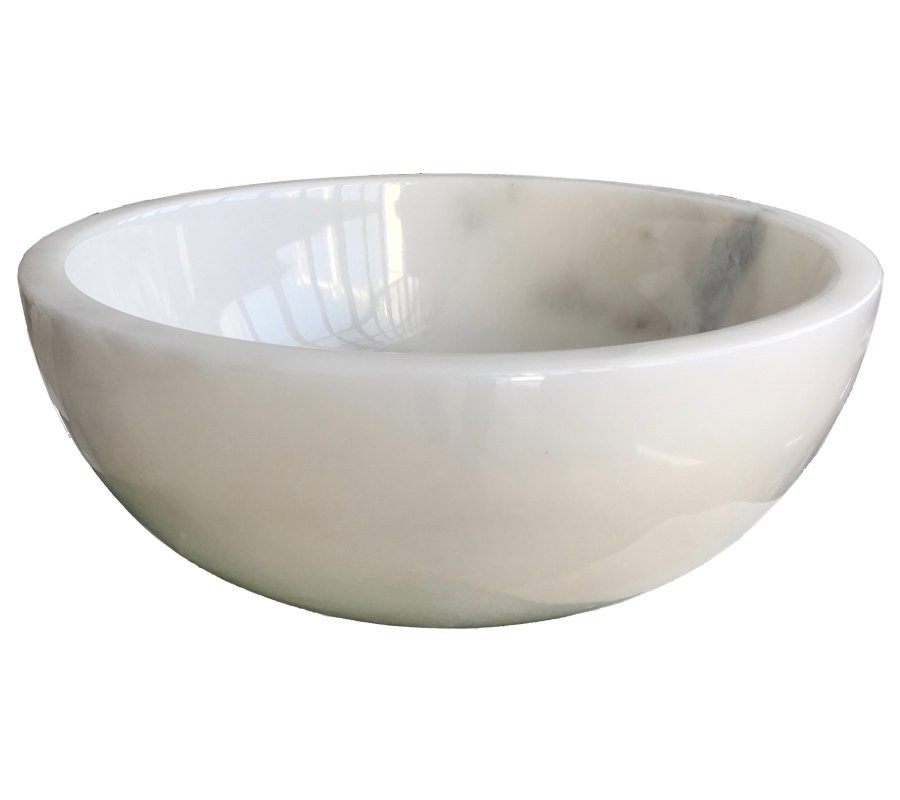 حوض رخام مصنوع يدوياً AFHL-27 — حوض مربع — White marble 42×42×15 cm