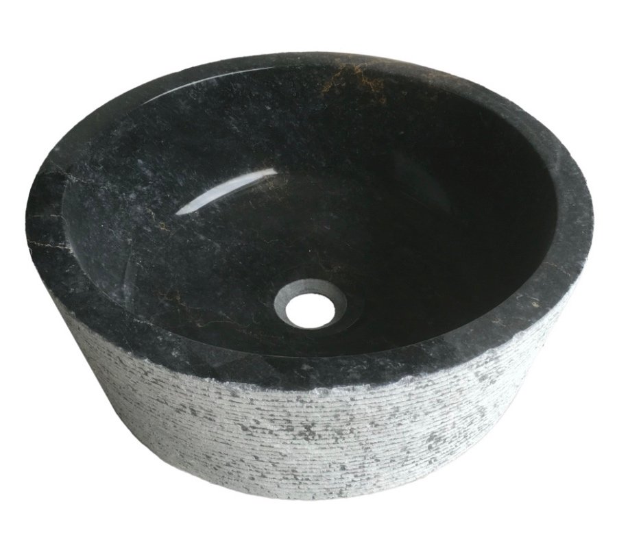 حوض رخام مصنوع يدوياً AFHL-40 — حوض مربع — Black marble 42×42×15 cm