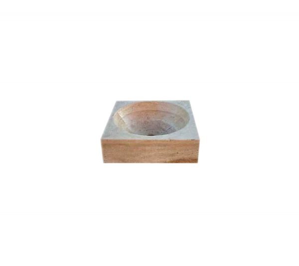 حوض رخام مصنوع يدوياً AFHL-43 — حوض مربع — Turkish marble 42×42×15 cm