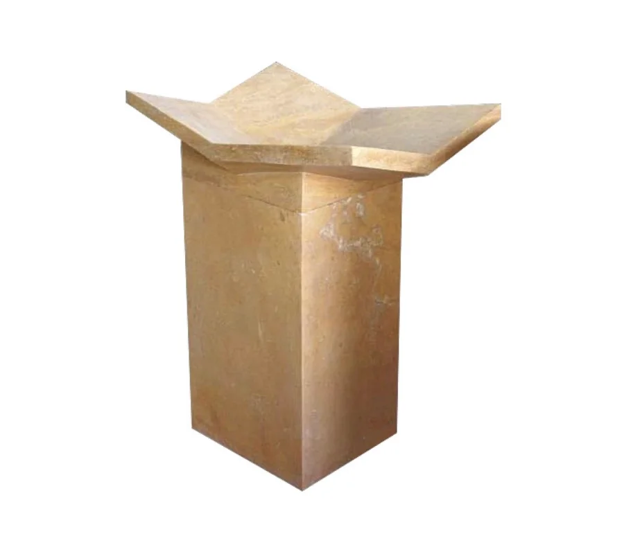 حوض رخام مصنوع يدوياً AFHL-70 — حوض عمودي حر الوقوف — Classic Travertine 50×45×90 cm